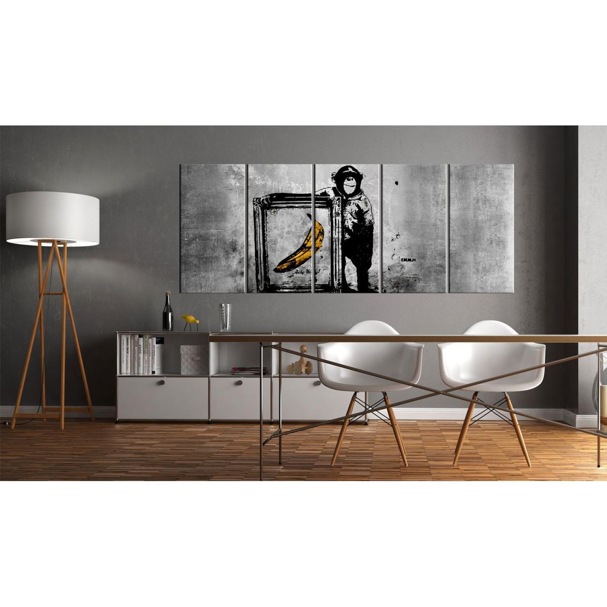 Voir la diapositive 2 : Paris Prix Tableau Imprimé  Banksy - Monkey with Frame