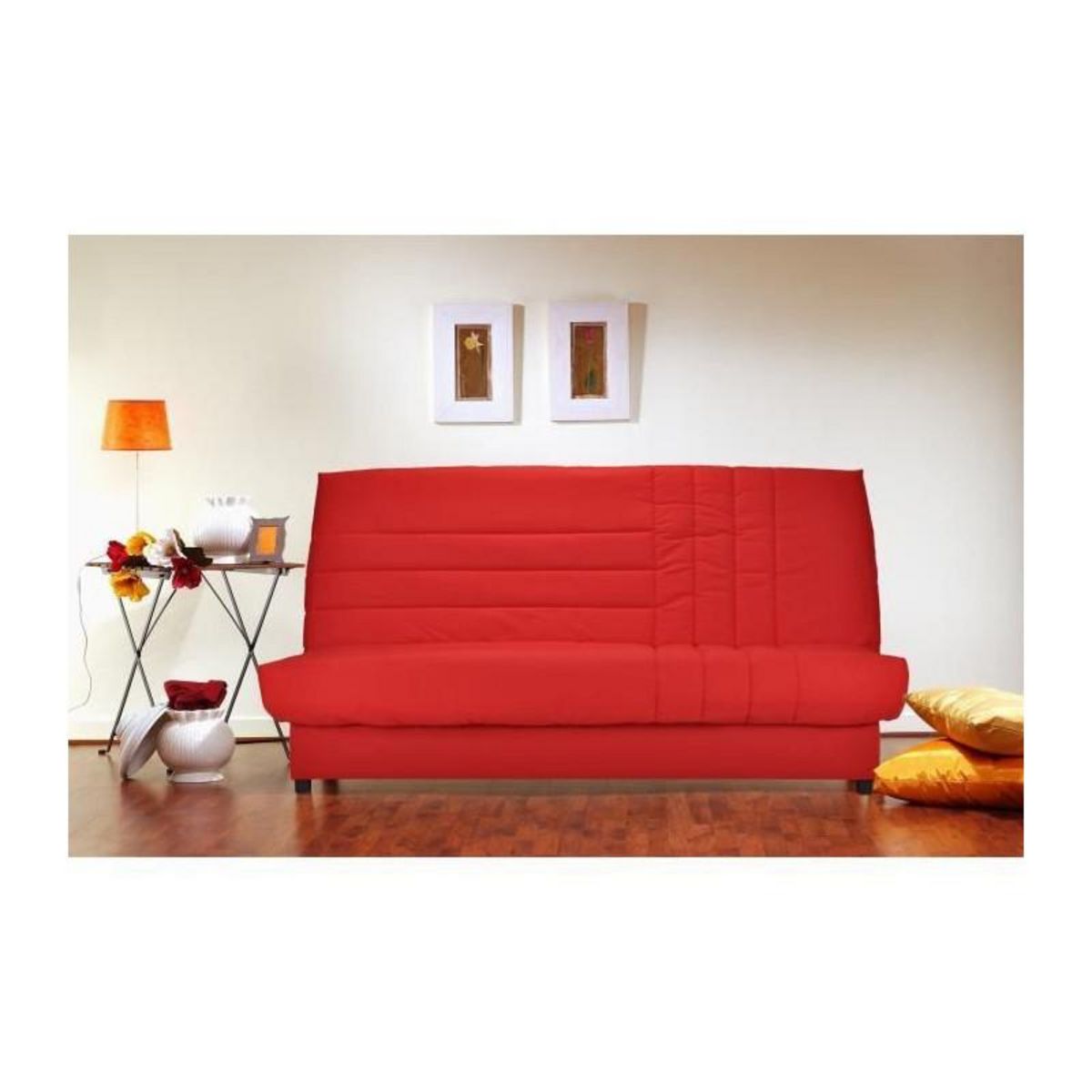 BULTEX BEIJA Banquette clic-clac 3 places - Comfort BULTEX - L 192 x P 95 cm - Tissu rouge