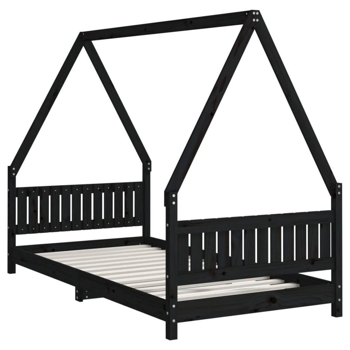 VIDAXL Cadre de lit pour enfants noir 90x190 cm bois de pin massif