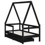 Voir la diapositive 3 : VIDAXL Cadre de lit enfant avec tiroirs noir 70x140 cm bois pin massif