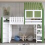 Voir la diapositive 2 : MERAX Lit combiné enfant 90x200cm bois et mdf coloris blanc+vert