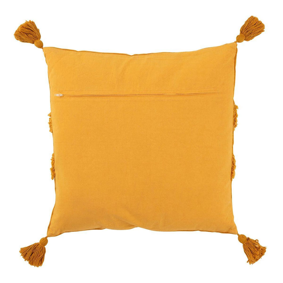 Paris Prix Coussin Déco Pompons  Happyful  63x63cm Ocre
