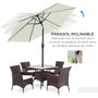 Voir la diapositive 4 : OUTSUNNY Parasol hexagonal inclinable dim. Ø 2,3 x 2,16H m métal polyester haute densité crème