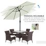 Voir la diapositive 4 : OUTSUNNY Parasol hexagonal inclinable dim. Ø 2,3 x 2,16H m métal polyester haute densité crème