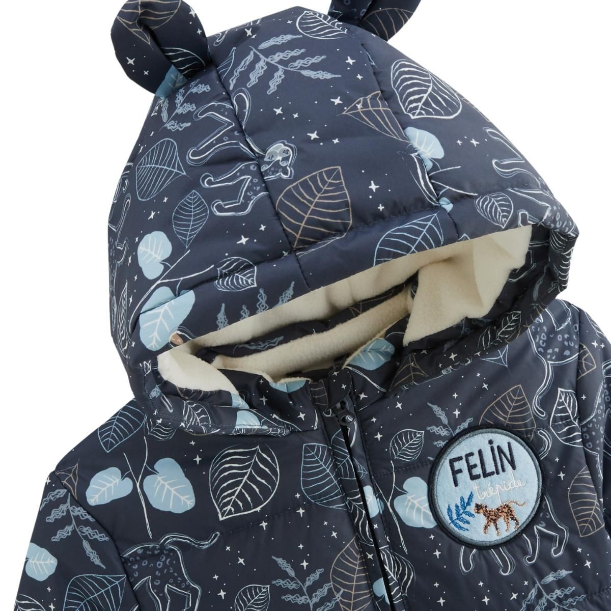 Petit Béguin Doudoune bébé intérieur polaire avec capuche Félintrépide