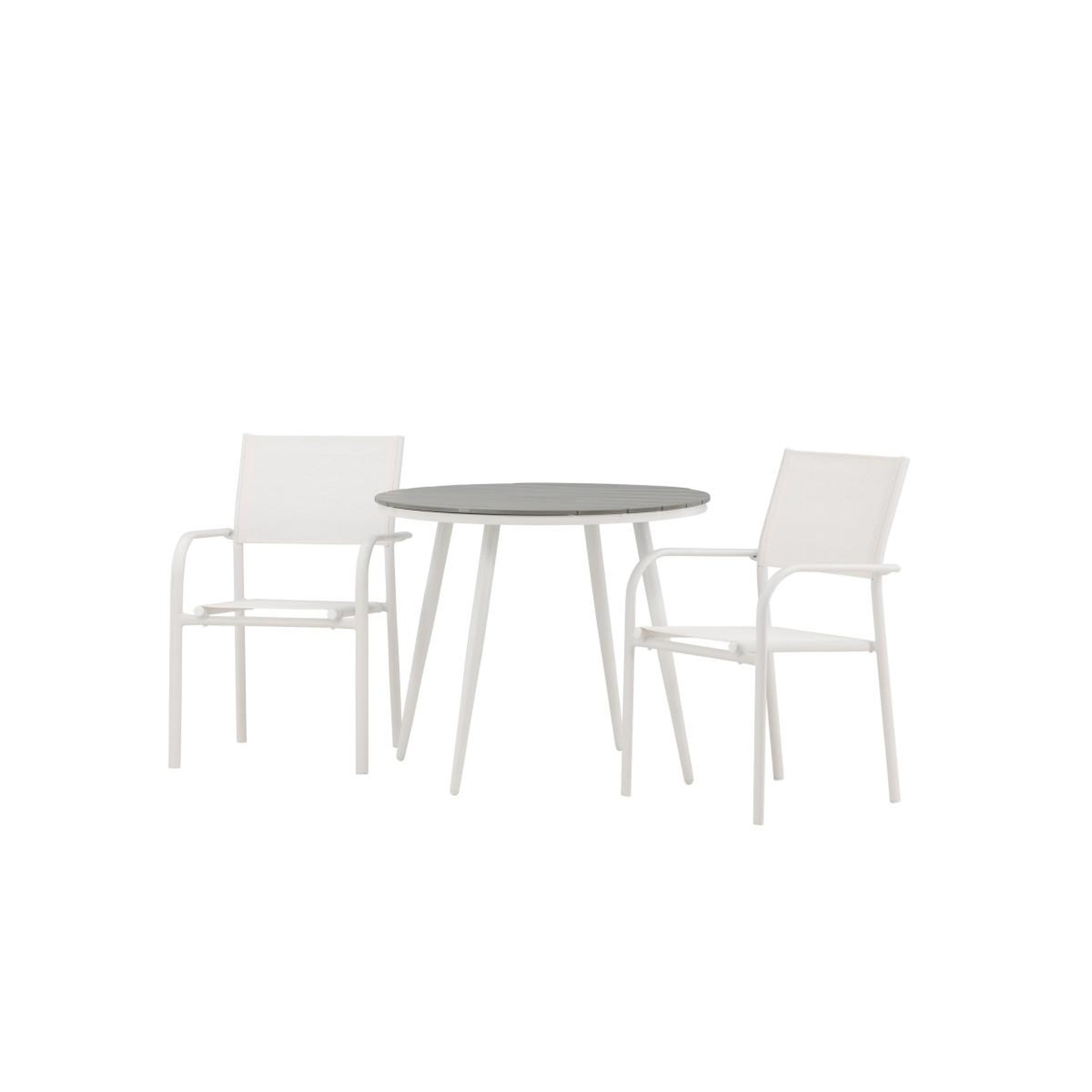 Voir la diapositive 5 : Paris Prix Ensemble table de jardin & 2 chaises  break & santorini  90cm gris & blanc