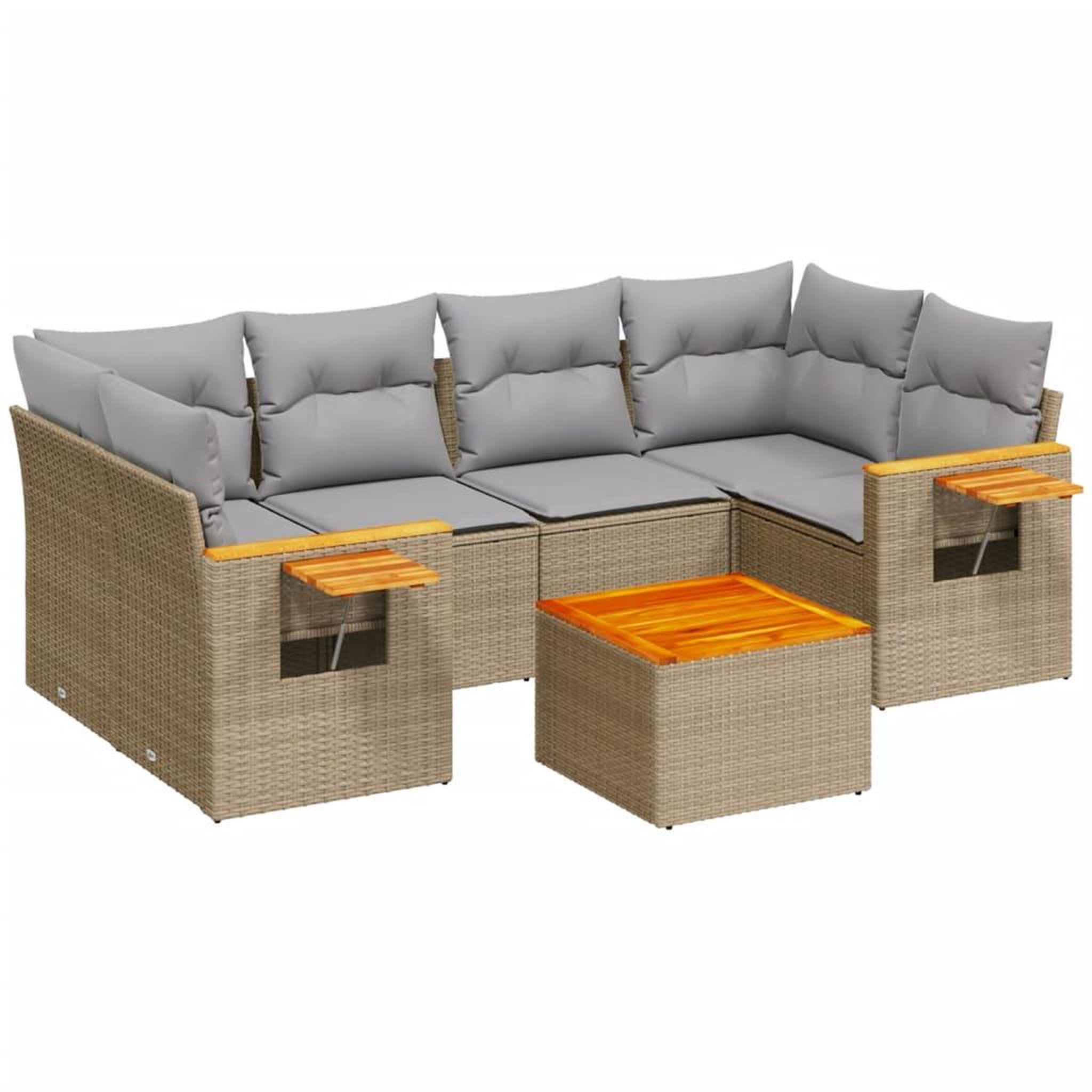 Voir la diapositive 2 : VIDAXL Salon de jardin avec coussins 7 pcs beige resine tressee
