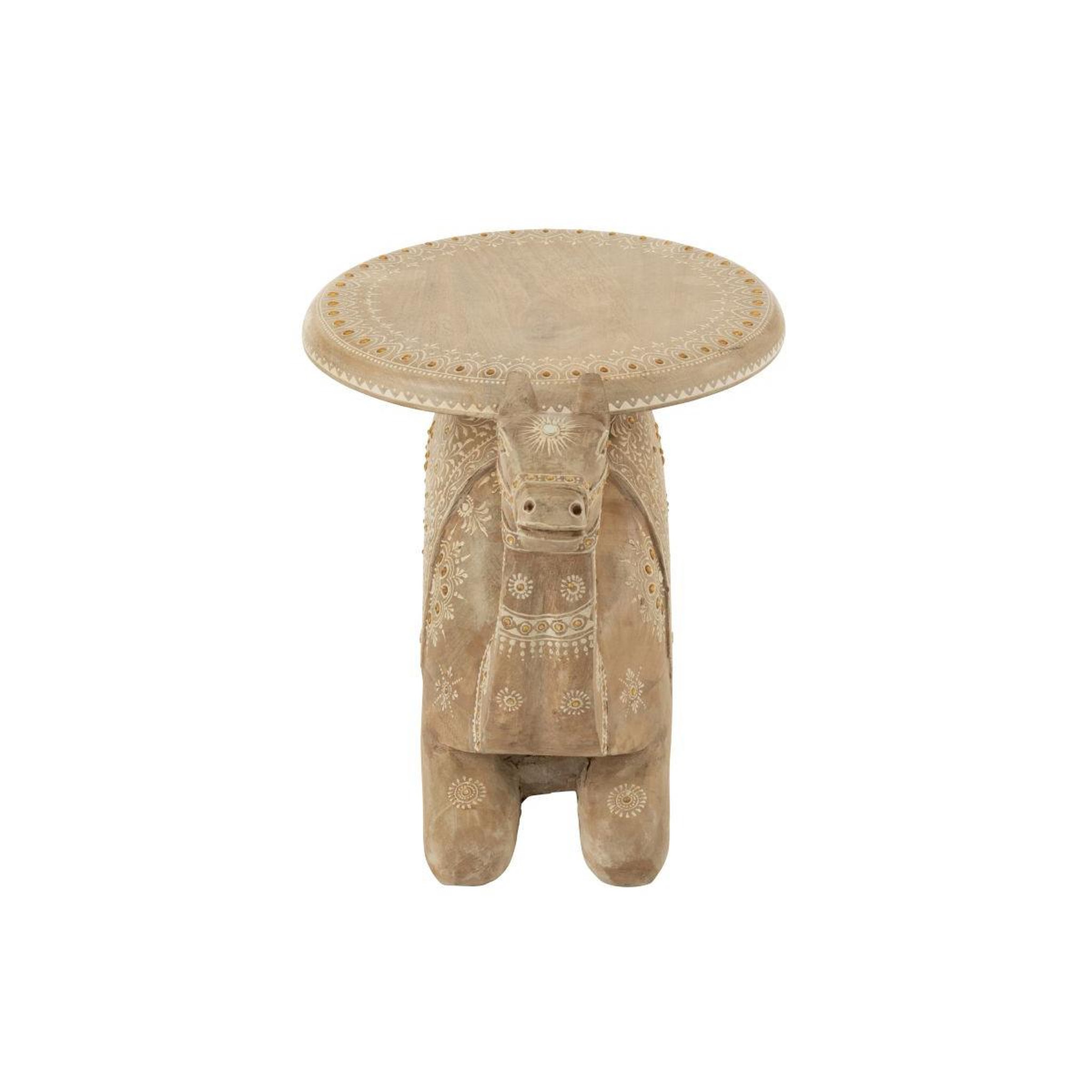 Voir la diapositive 3 : J-LINE Table d'appoint chameau en bois  perle du sahara  58cm naturel
