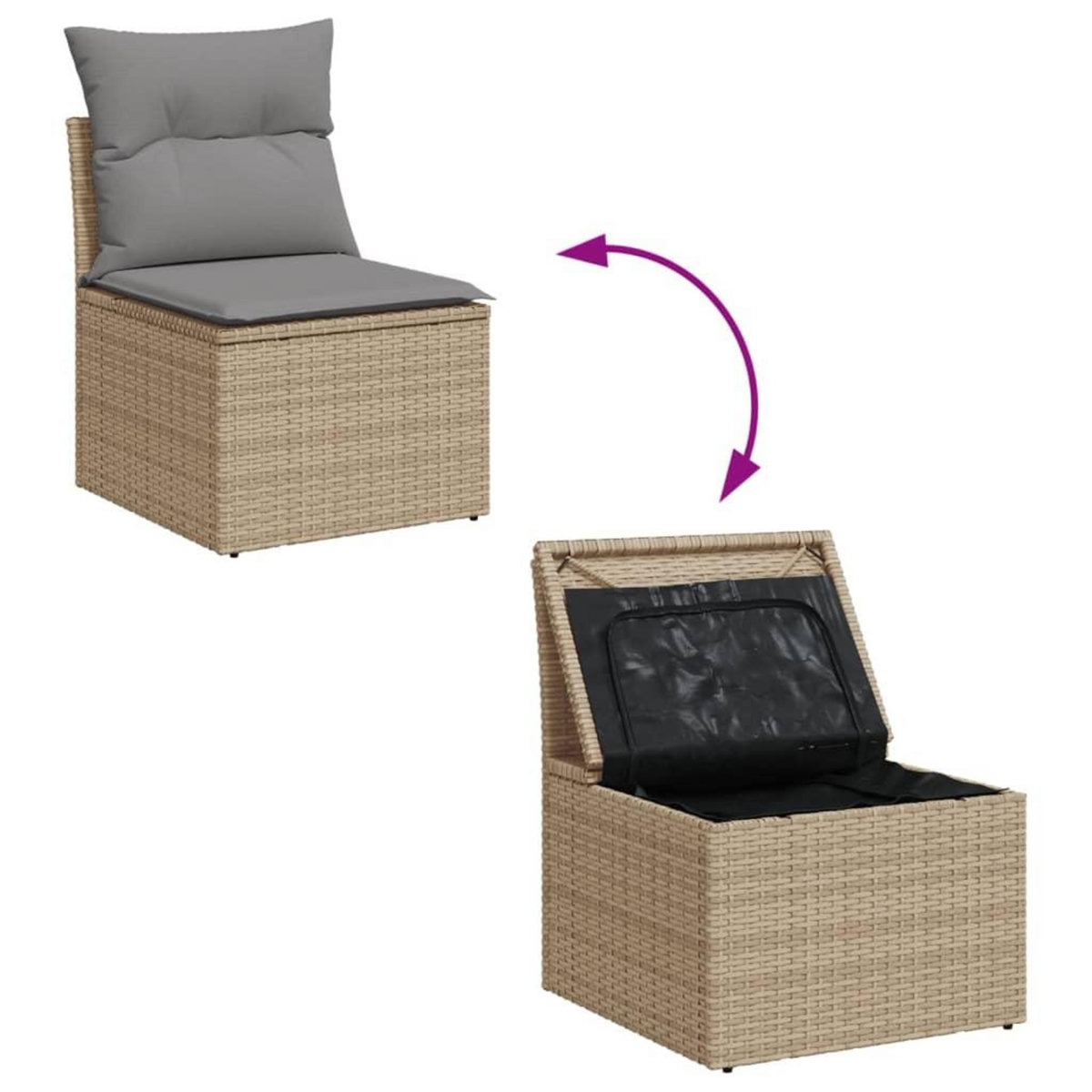 VIDAXL Salon de jardin avec coussins 8pcs melange beige resine tressee