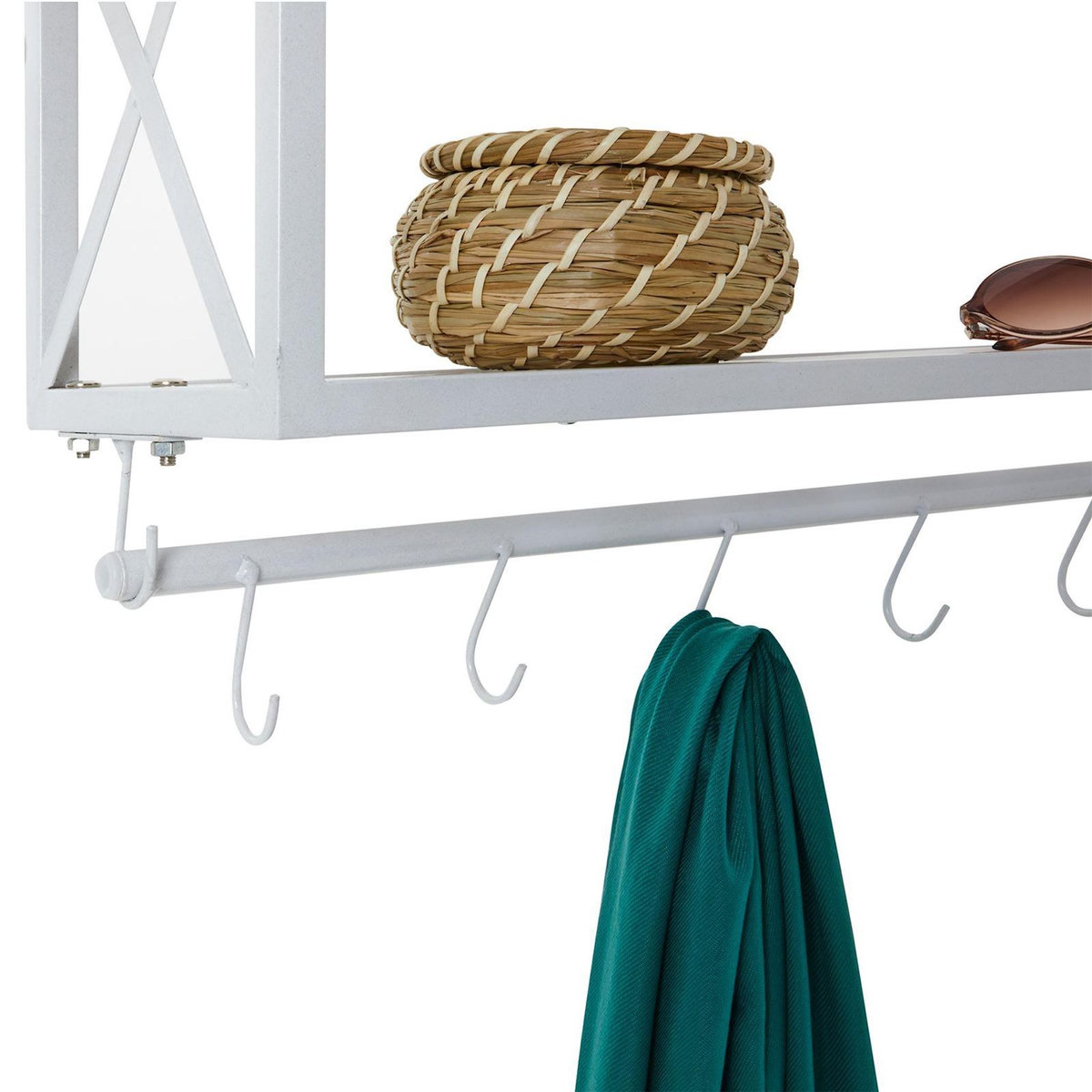 IDIMEX Porte-manteaux mural ARMANDO, avec 2 étagères en bois et cadre en métal