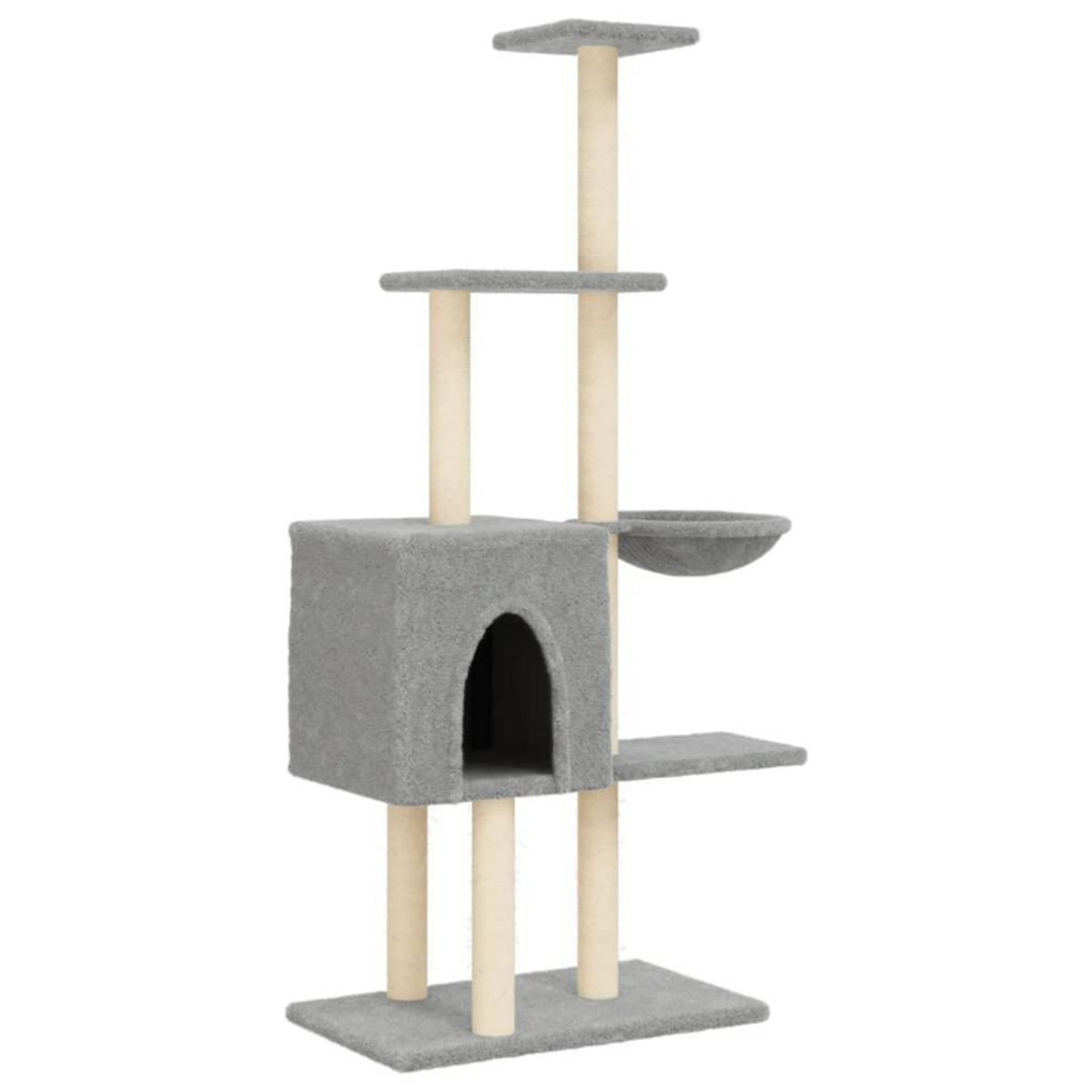 VIDAXL Arbre a chat avec griffoirs en sisal Gris clair 145 cm