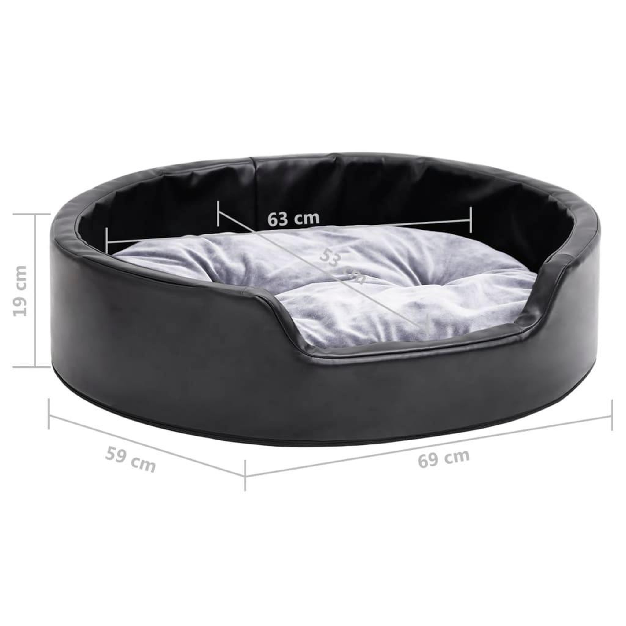 Voir la diapositive 6 : VIDAXL Lit pour chiens Noir et gris 69x59x19 cm Peluche et similicuir