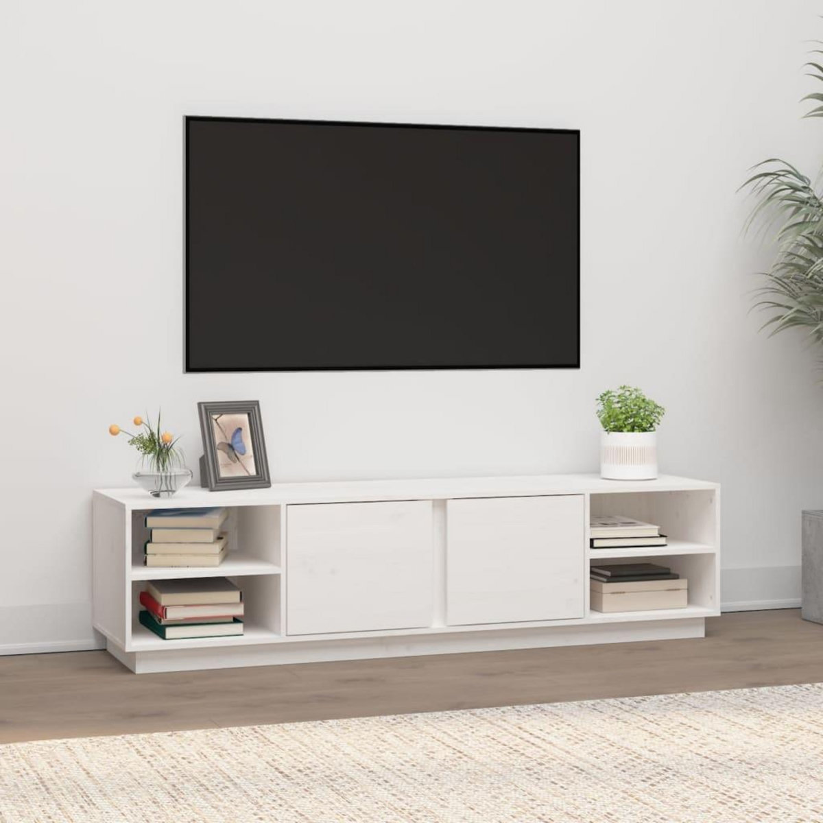 VIDAXL Meuble TV Blanc 156x40x40 cm Bois de pin massif