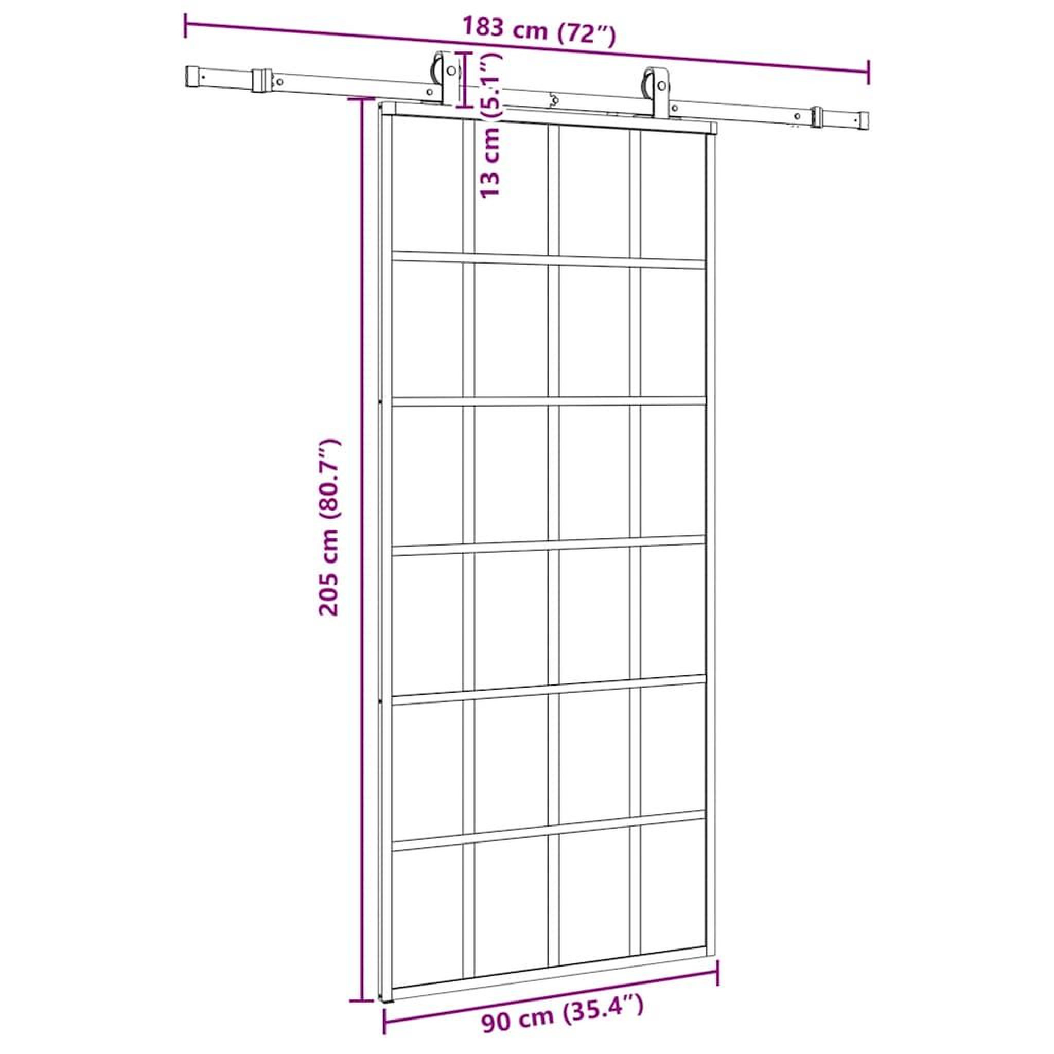 Voir la diapositive 6 : VIDAXL Porte coulissante kit de quincaillerie noir 90x205 cm verre ESG