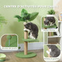 Voir la diapositive 5 : PAWHUT Arbre à chat design tropical - plateforme, griffoir, 2 jeux boules - beige vert