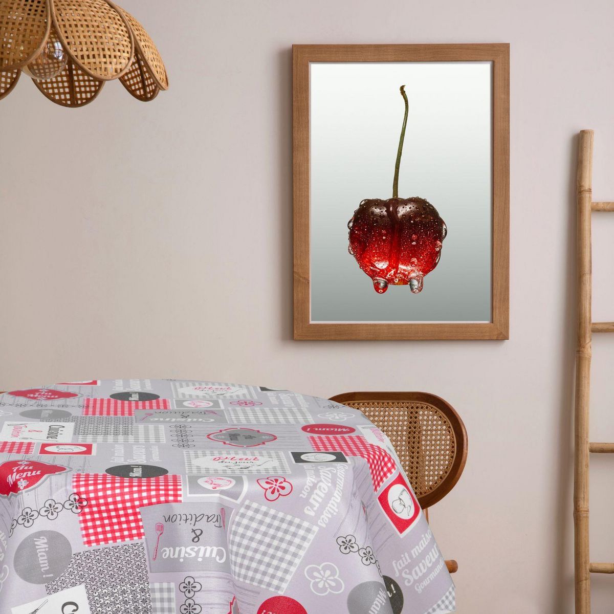 HABITABLE Nappe en toile cirée ronde motif cuisine MIAM - Diam. 150 cm