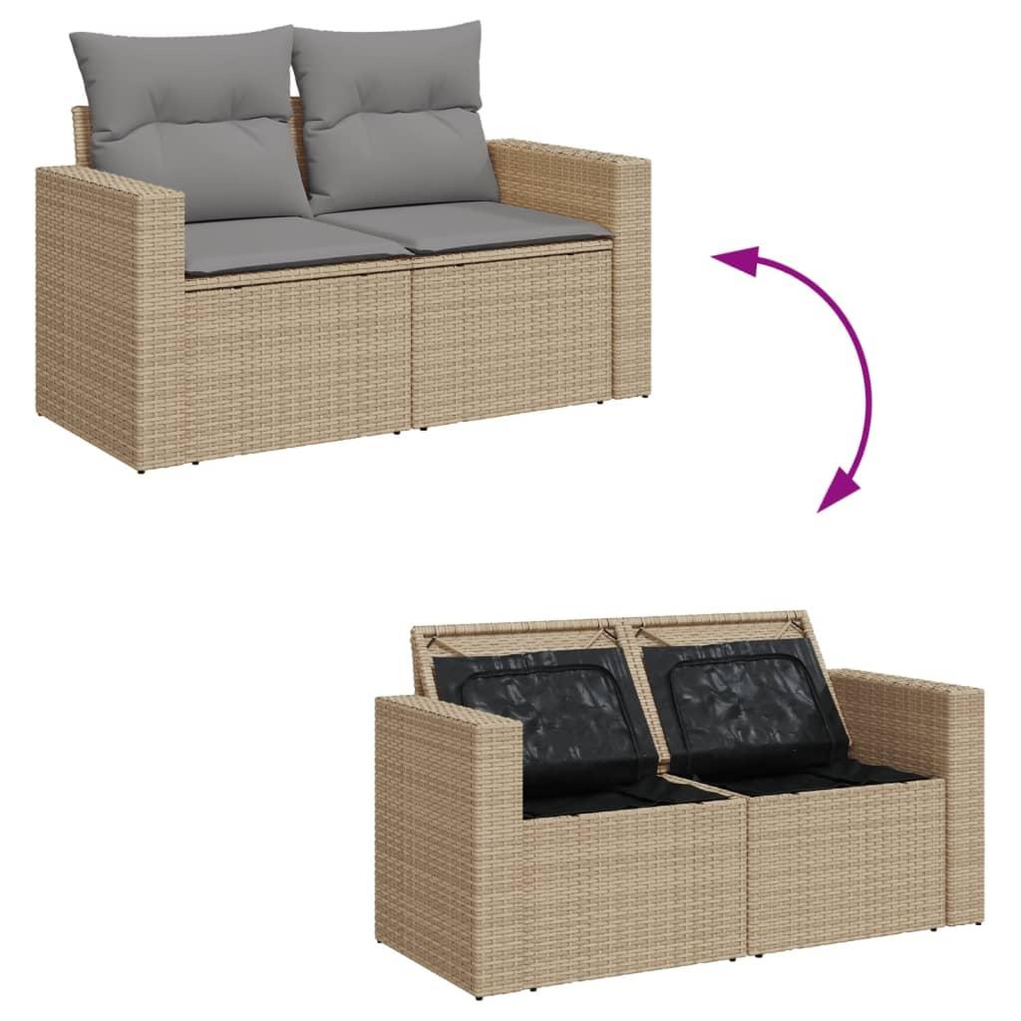 Voir la diapositive 4 : VIDAXL Salon de jardin avec coussins 9pcs melange beige resine tressee