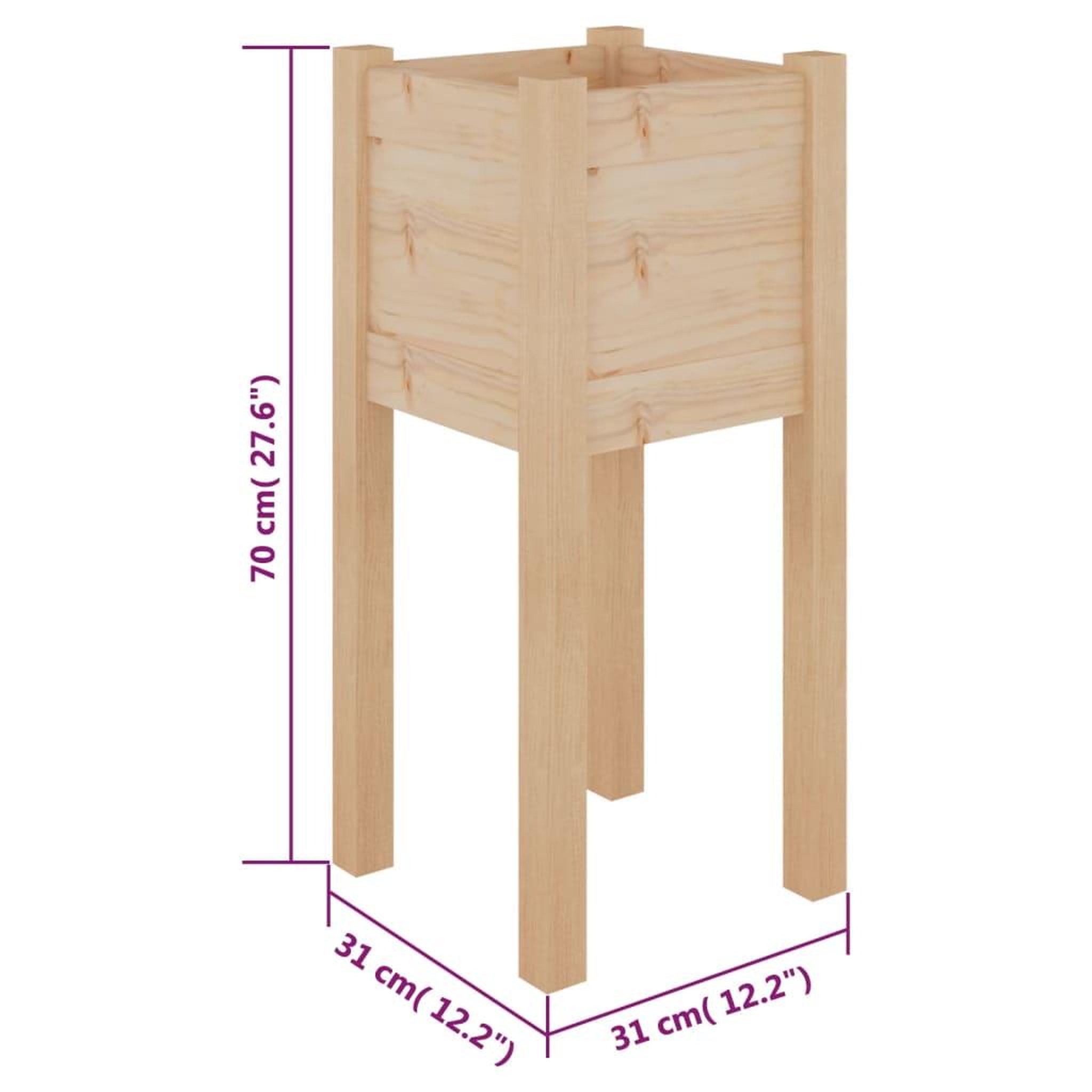 Voir la diapositive 6 : VIDAXL Jardiniere d'exterieur 31x31x70 cm bois de pin massif