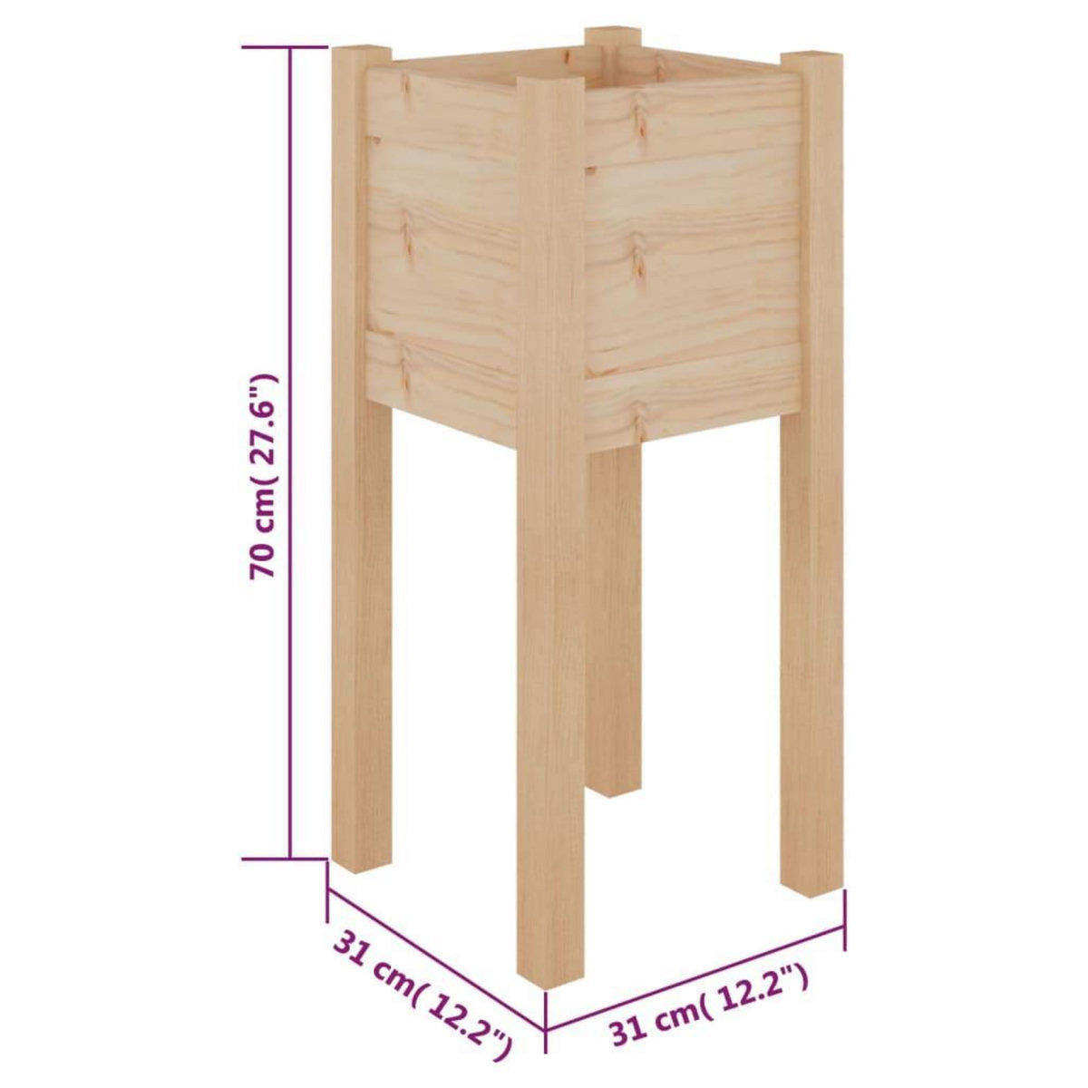 VIDAXL Jardiniere d'exterieur 31x31x70 cm bois de pin massif