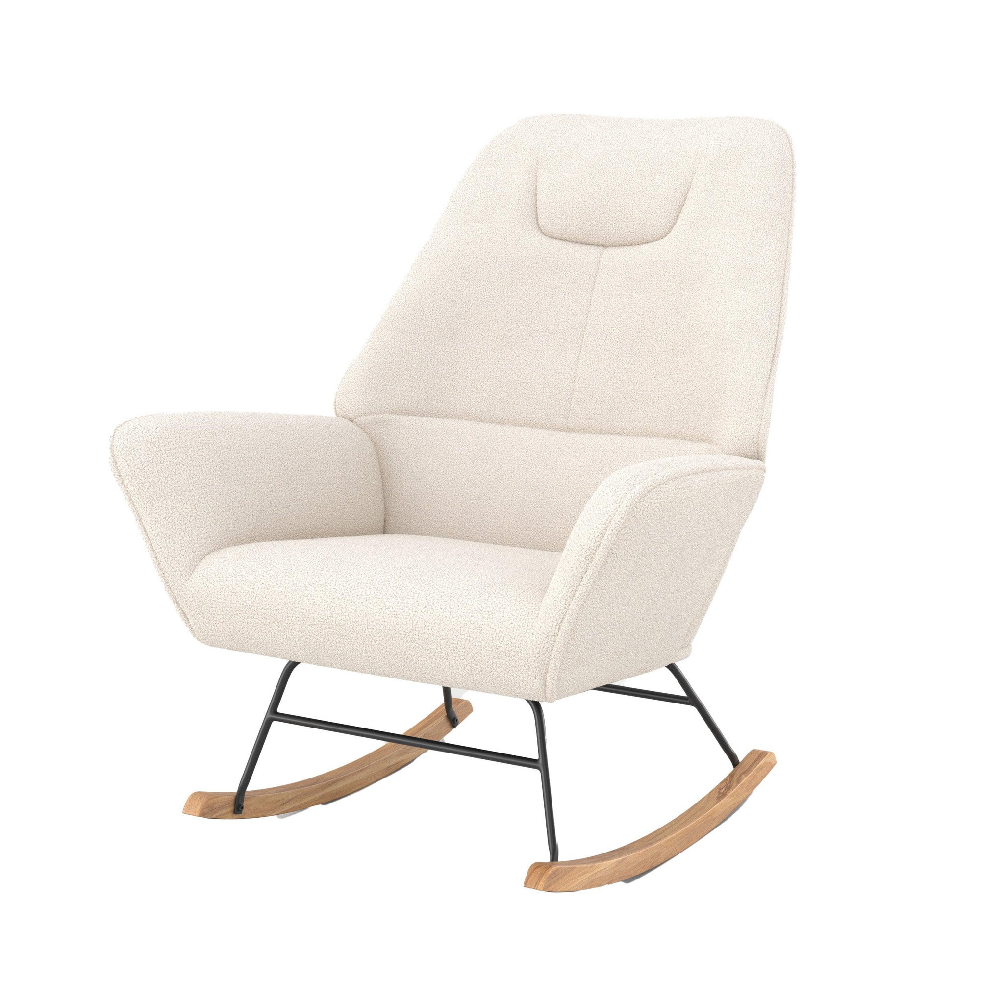 MAISON PAVANE Rocking-chair en tissu bouclé blanc-shaun