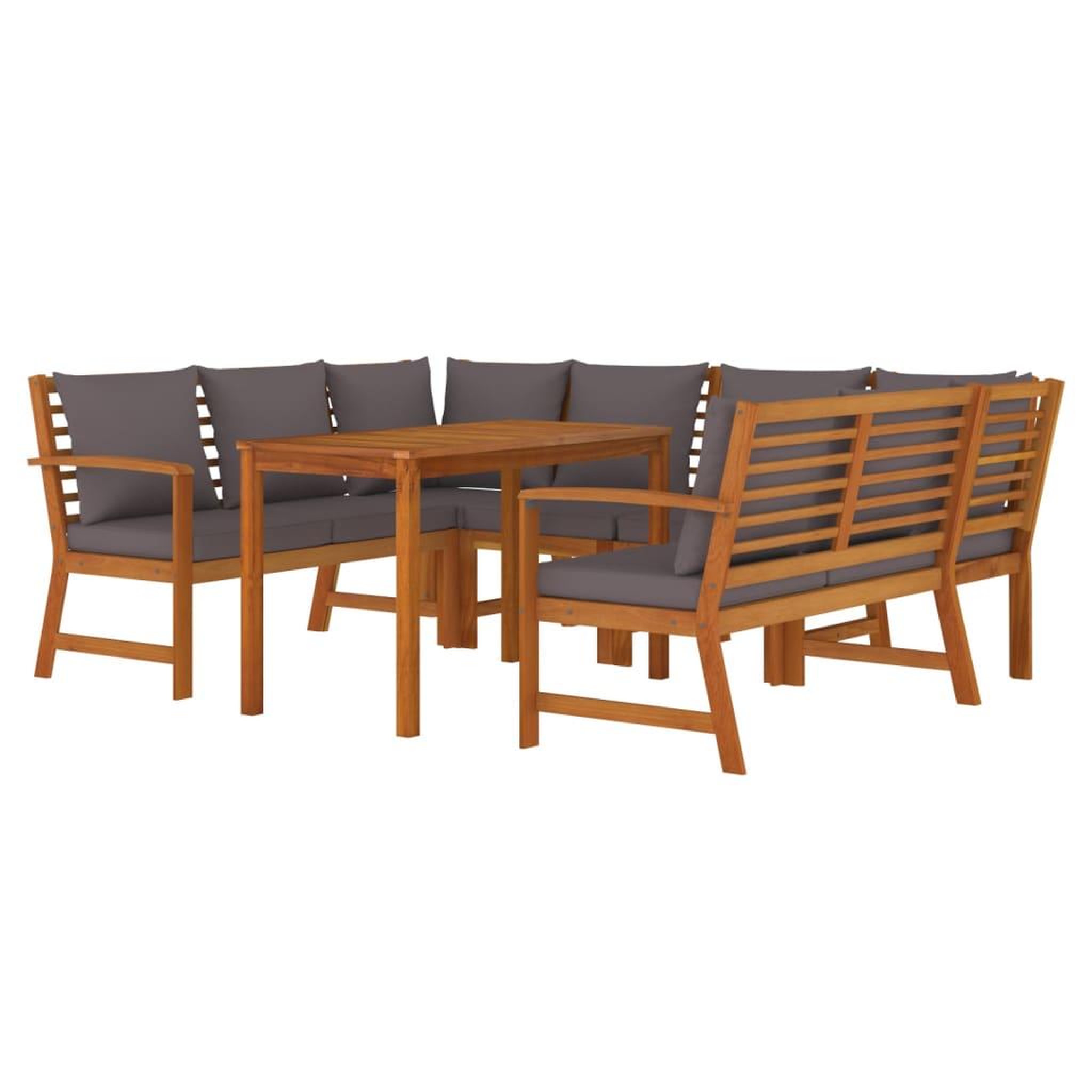 Voir la diapositive 3 : VIDAXL Ensemble a manger de jardin coussins 7 pcs Bois acacia
