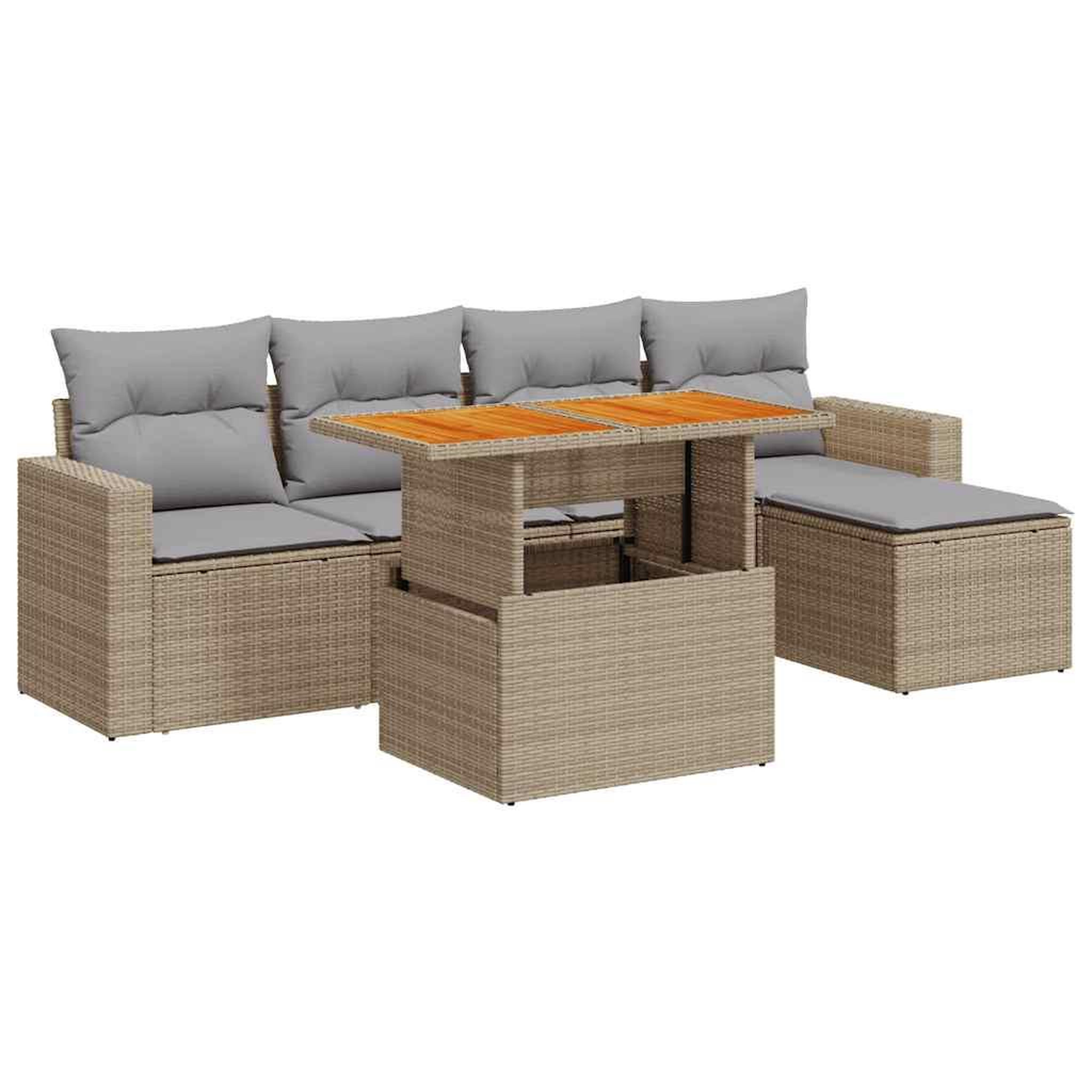 Voir la diapositive 2 : VIDAXL Salon de jardin avec coussins 6 pcs beige resine tressee