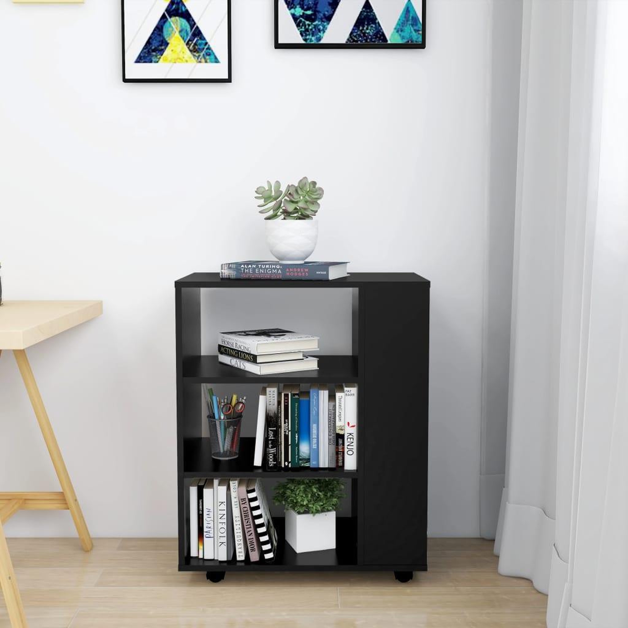 Voir la diapositive 3 : VIDAXL Armoire a roulettes Noir 60x35x75 cm Bois d'ingenierie