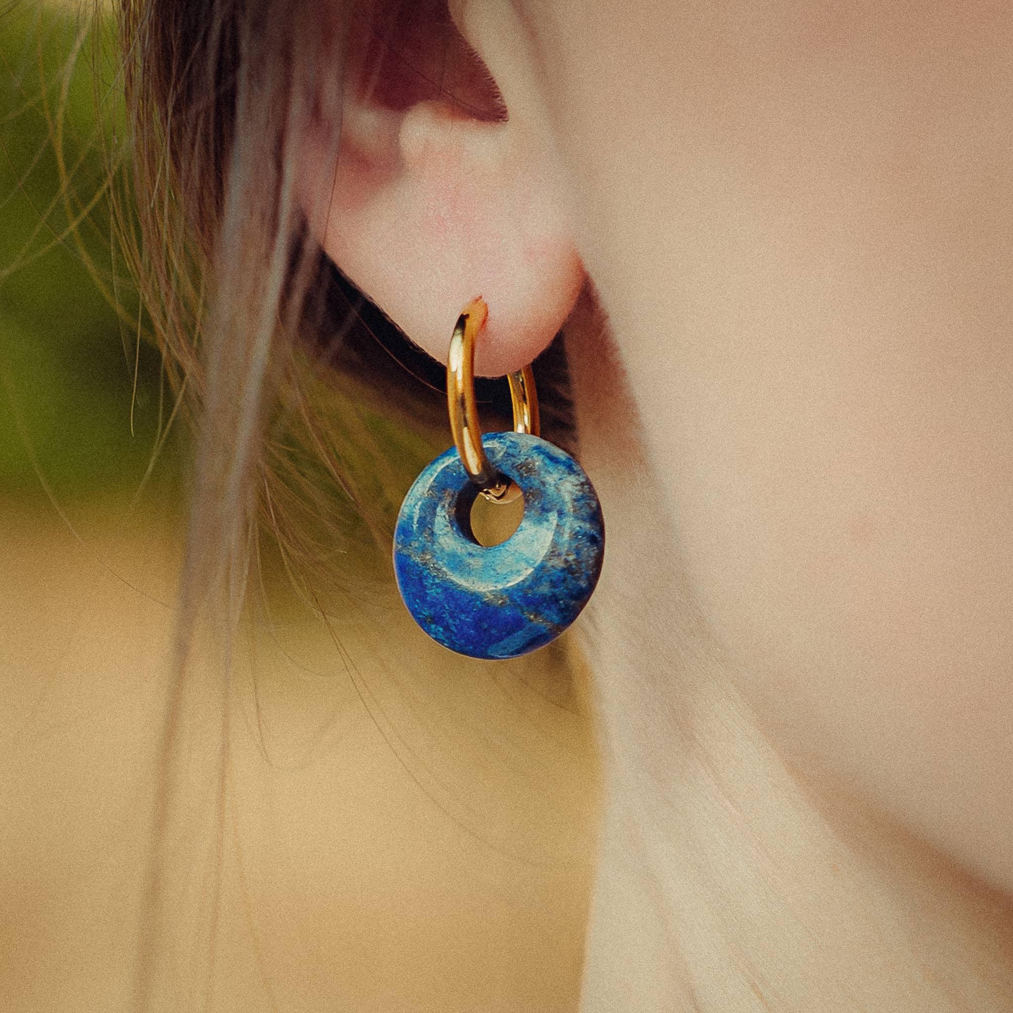 Voir la diapositive 2 : SLOYA Boucles d'oreilles Blima en pierres Lapis-lazuli