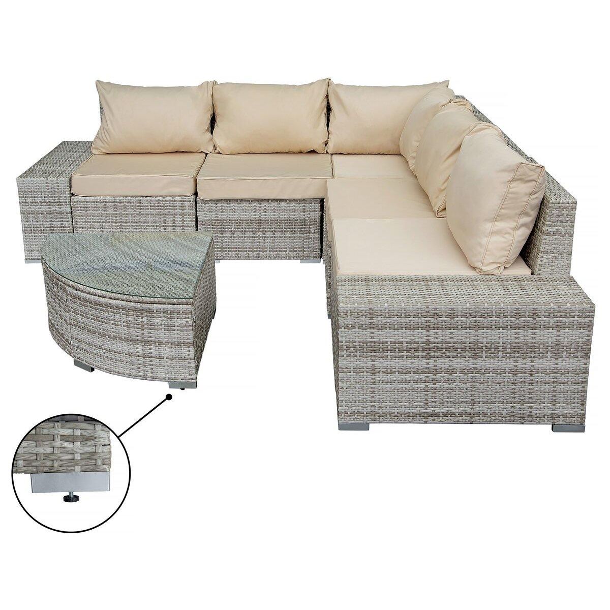 Habitat et Jardin Salon de jardin en résine tressée  Milo  - 5 places - Gris