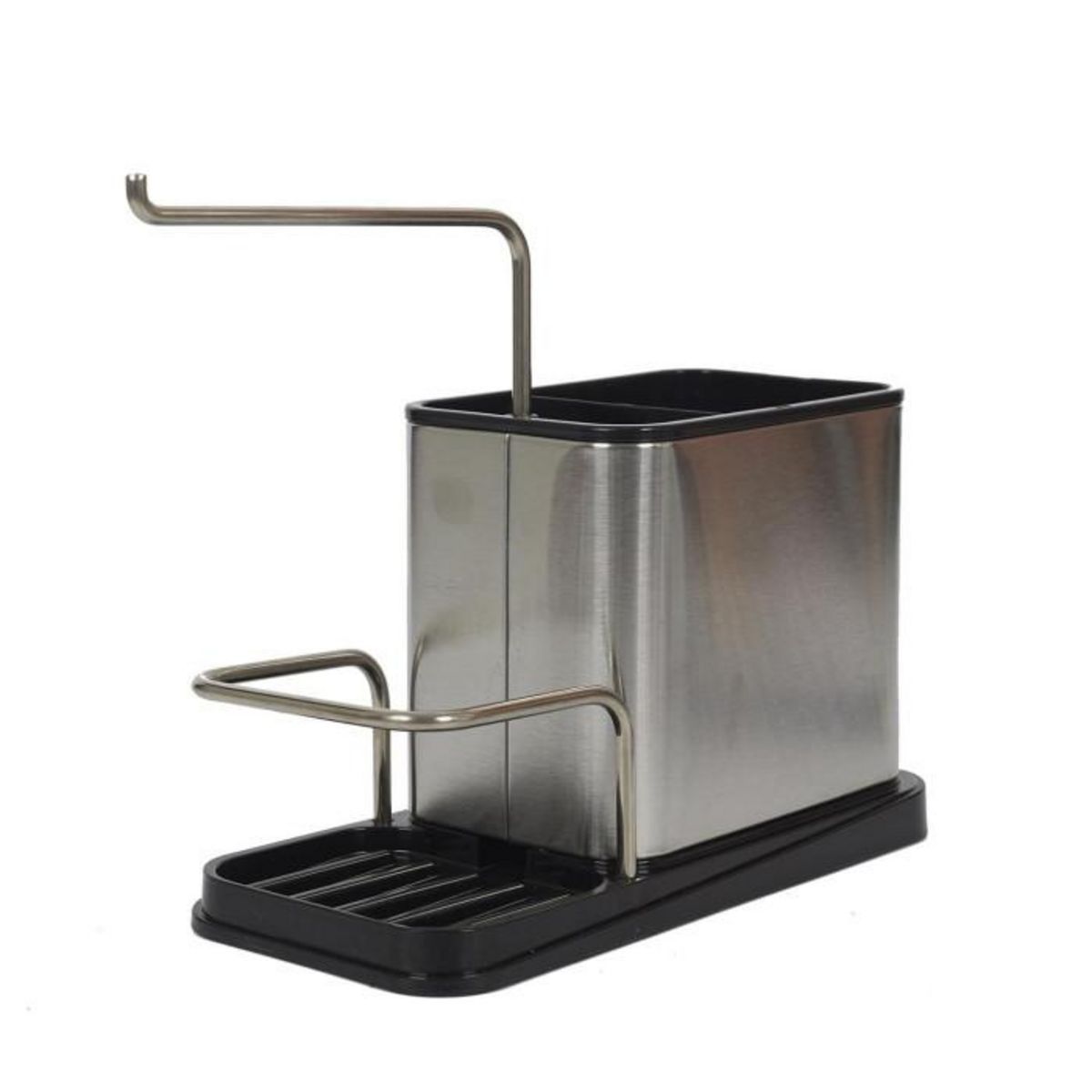 Paris Prix Porte Éponge & Brosse  Inox  22cm Argent & Noir