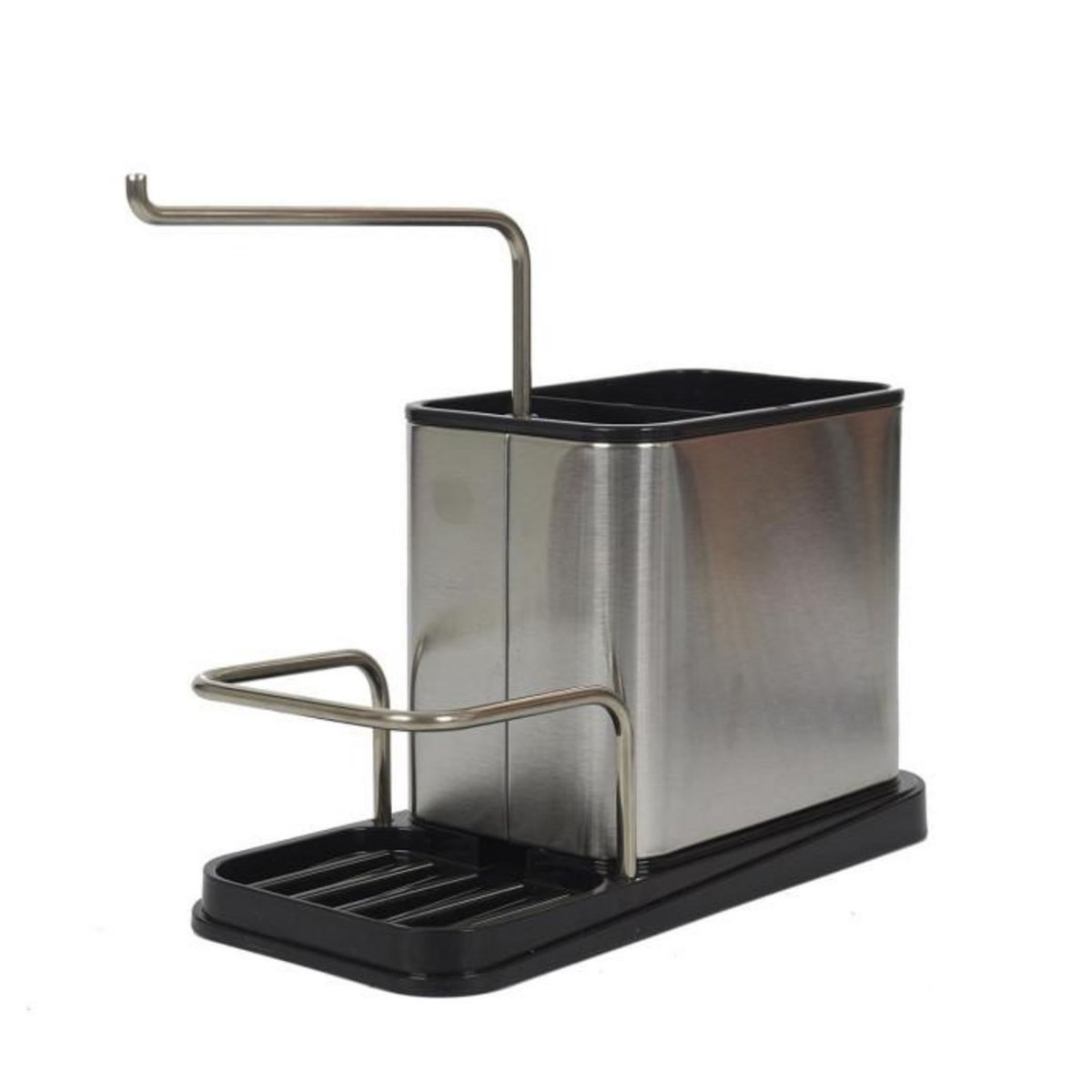 Paris Prix Porte Éponge & Brosse  Inox  22cm Argent & Noir