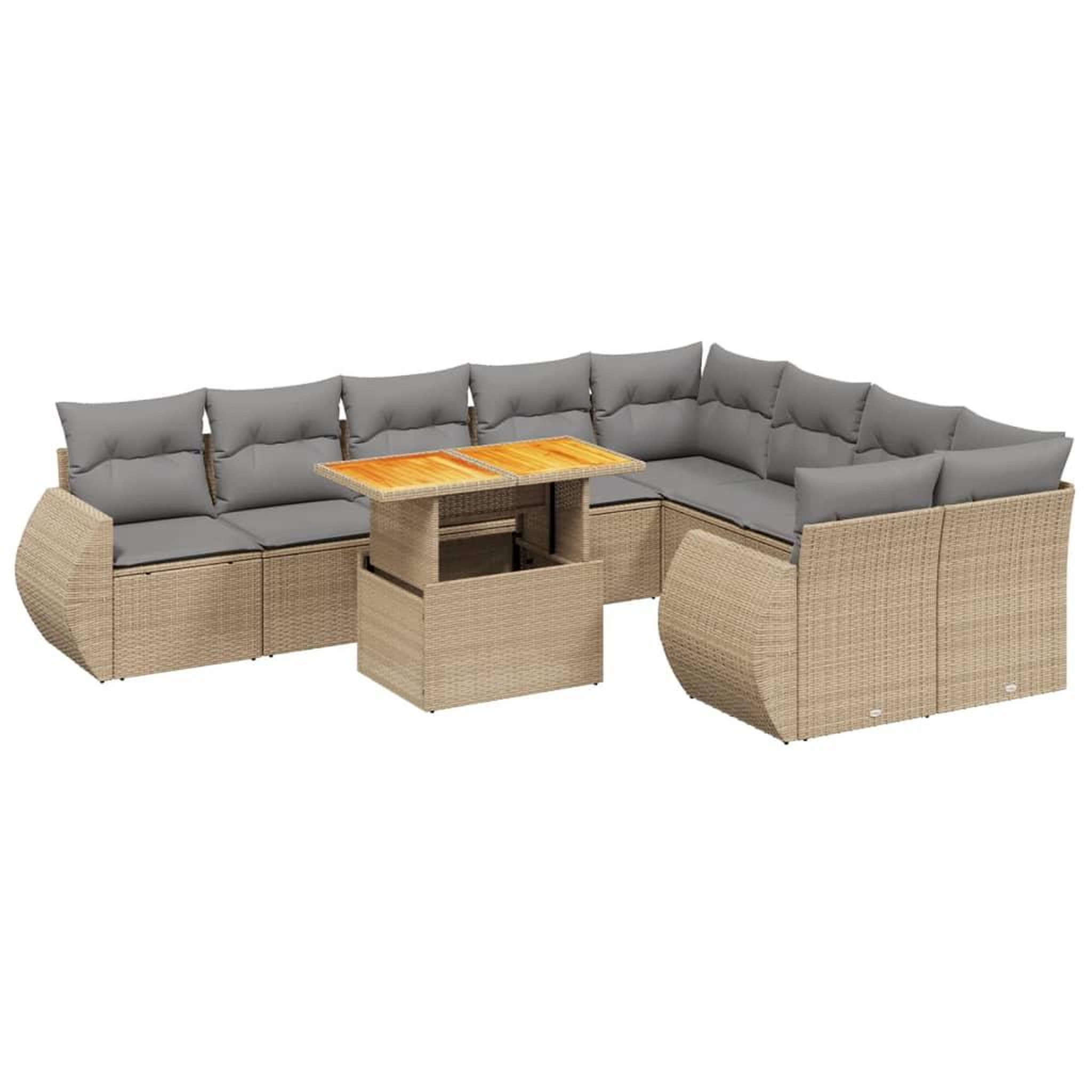 Voir la diapositive 2 : VIDAXL Salon de jardin avec coussins 10 pcs beige resine tressee