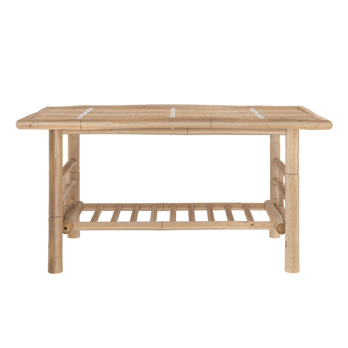 Rendez vous déco Salon de jardin blanc en bambou avec canapé d'angle et table basse-Vadella