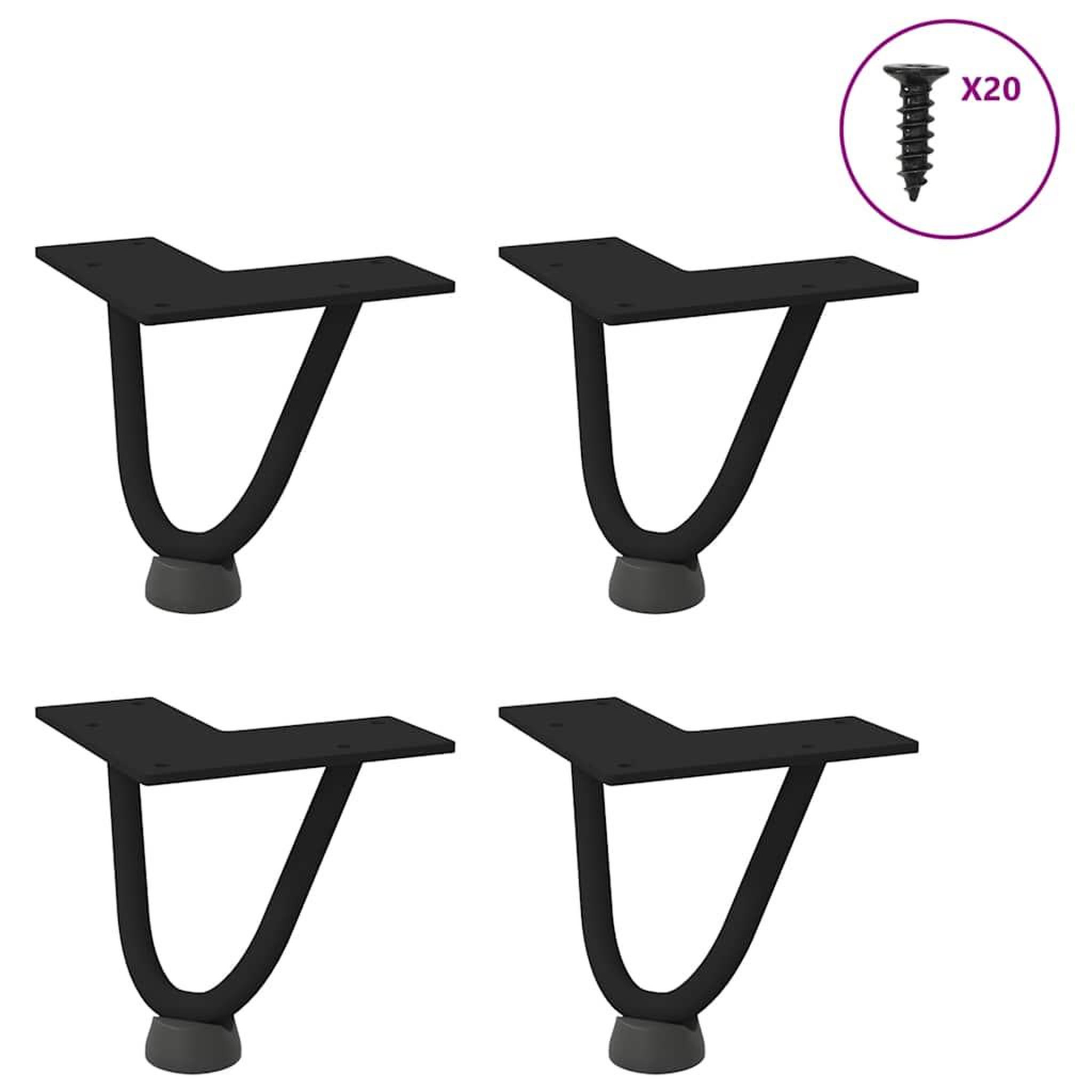 VIDAXL Pieds de table en forme d'epingle a cheveux 10 cm acier massif