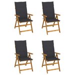 VIDAXL Chaises inclinables de jardin lot de 4 et coussins Bois acacia