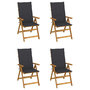 Voir la diapositive 1 : VIDAXL Chaises inclinables de jardin lot de 4 et coussins Bois acacia