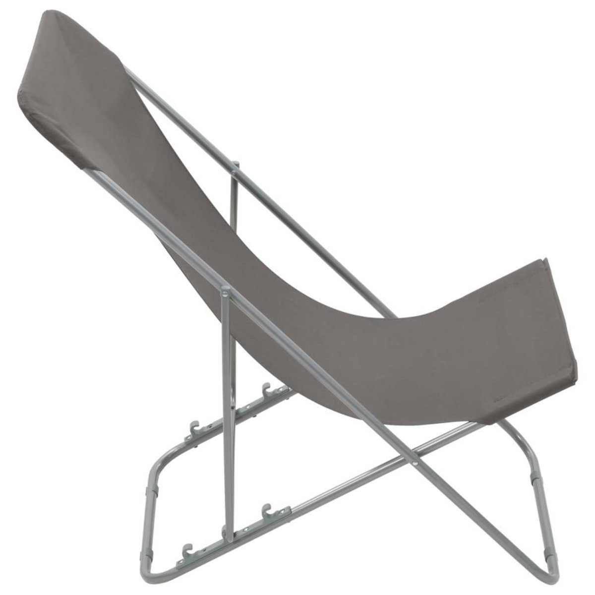 VIDAXL Chaises de plage pliables lot de 2 Acier et tissu oxford Gris