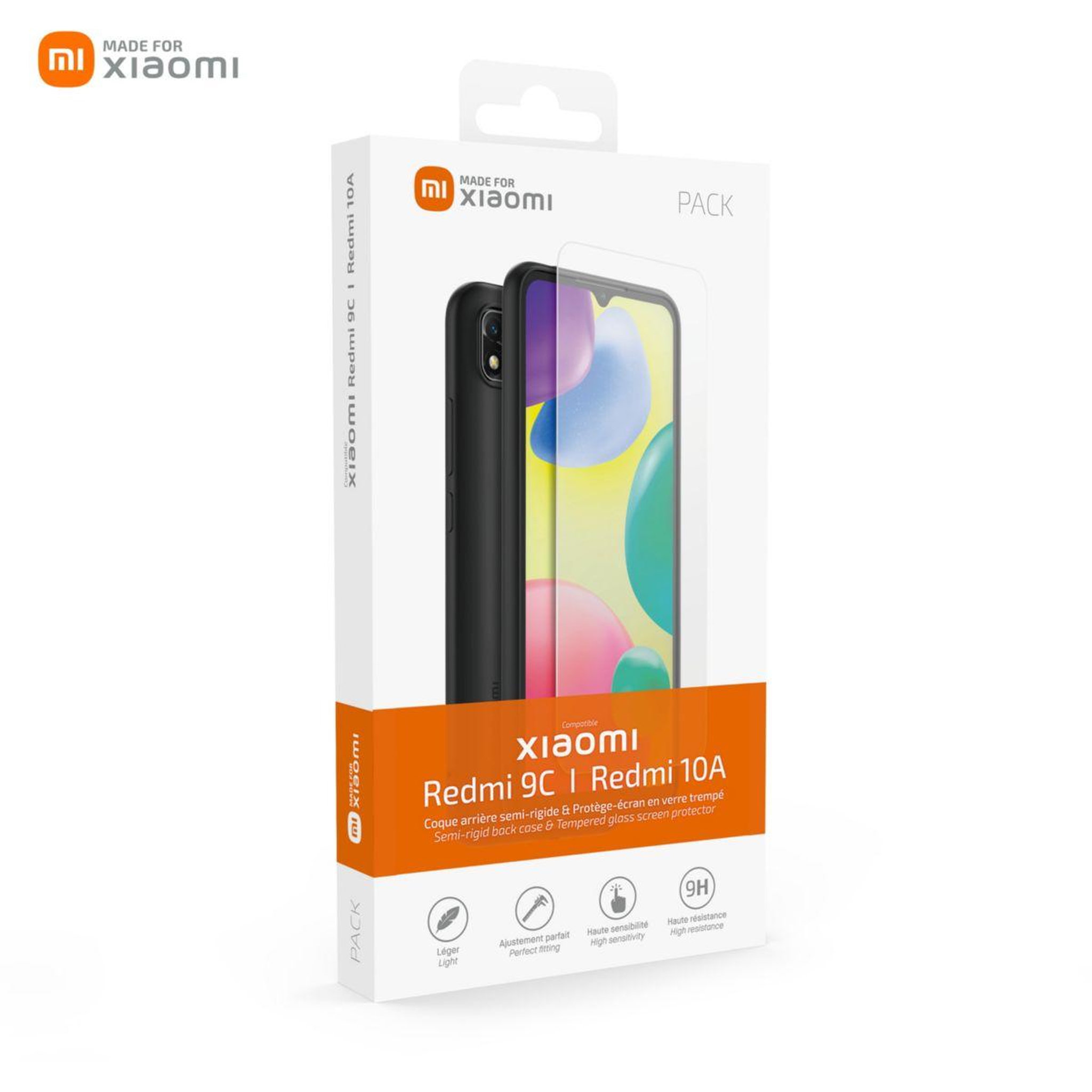 Voir la diapositive 2 : XIAOMI Pack Redmi 9C/10A Coque + Verre trempe noir