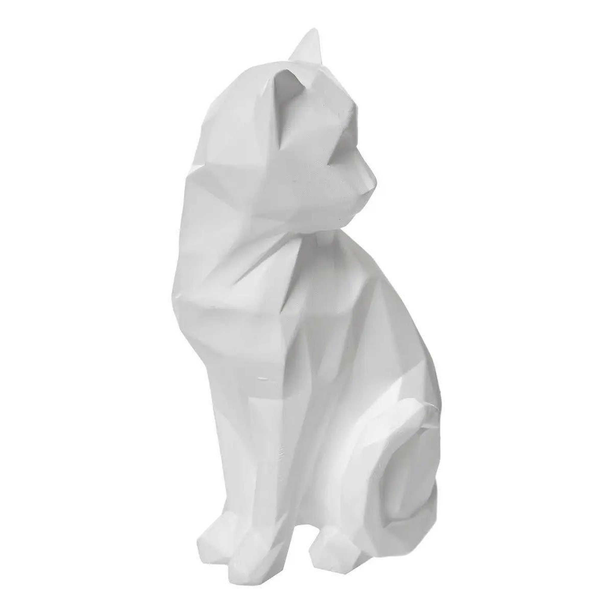 ATMOSPHERA Statuette déco chat origami  delia  20cm blanc