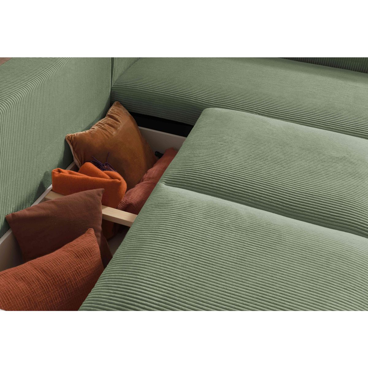 LISA DESIGN Livy - canapé d'angle convertible - avec coffre - en velours côtelé - 5 places - droit