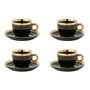 Voir la diapositive 1 : Paris Prix Lot de 4 Tasses & Sous-Tasses  Faye  18cl Noir & Or
