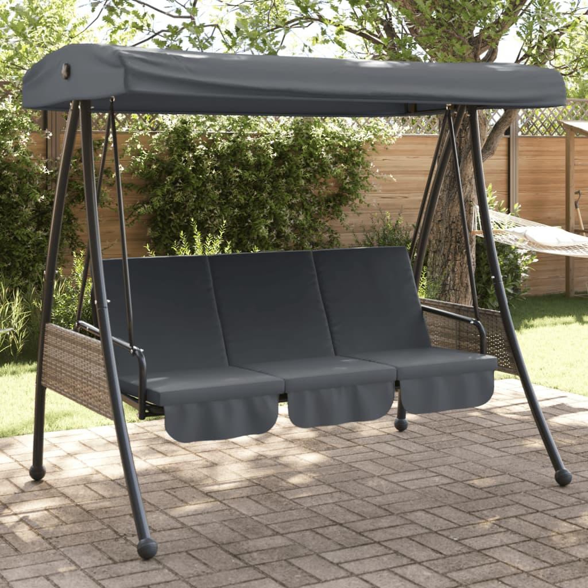 VIDAXL Balancelle de jardin avec auvent reglable gris fonce acier