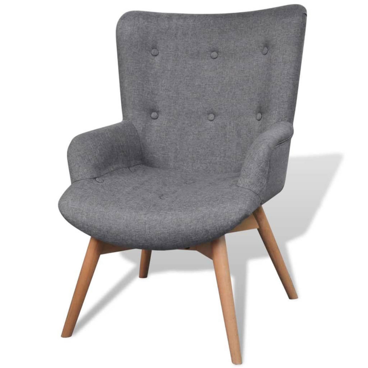 VIDAXL Fauteuil avec repose-pied gris tissu