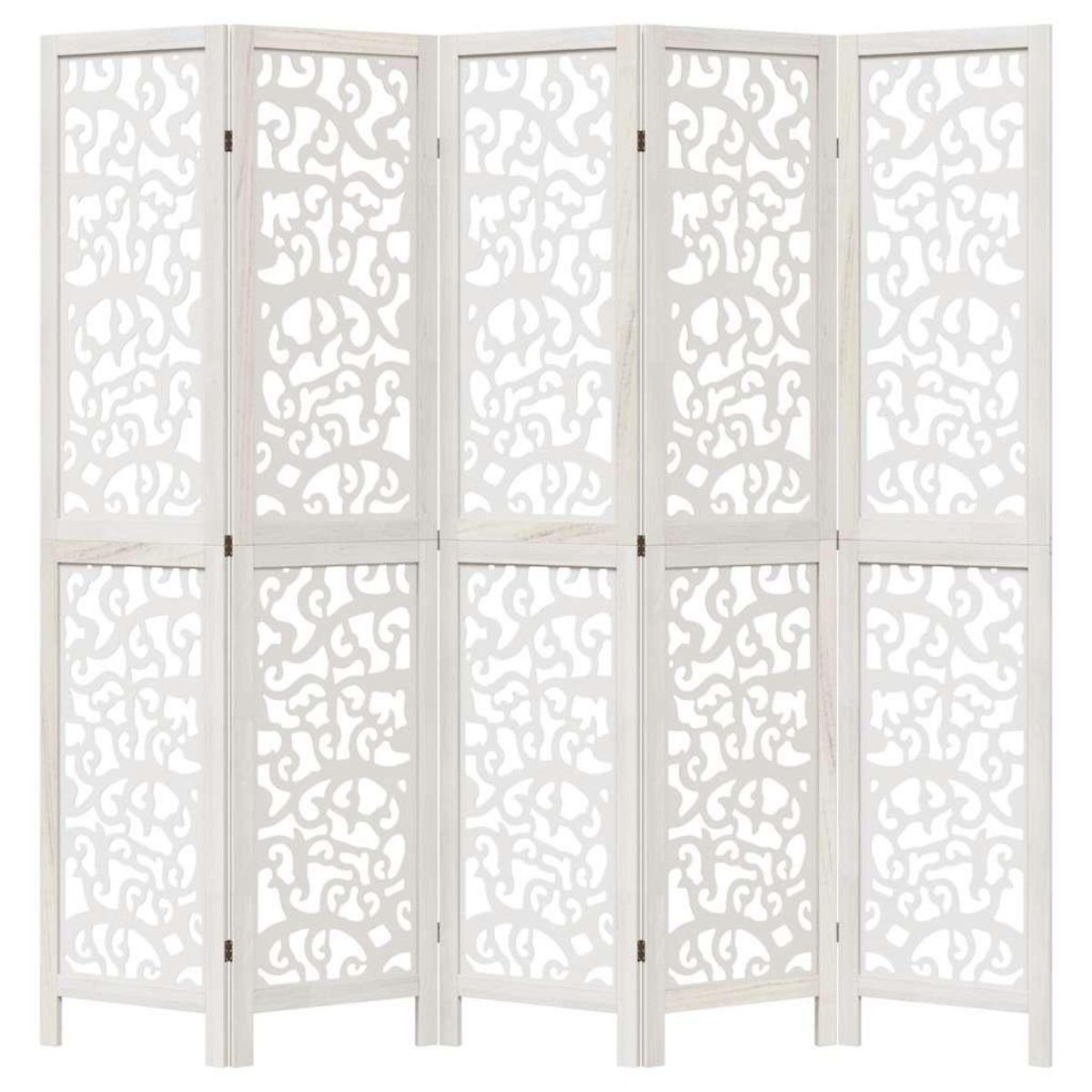 VIDAXL Cloison de separation 5 panneaux blanc bois de paulownia massif