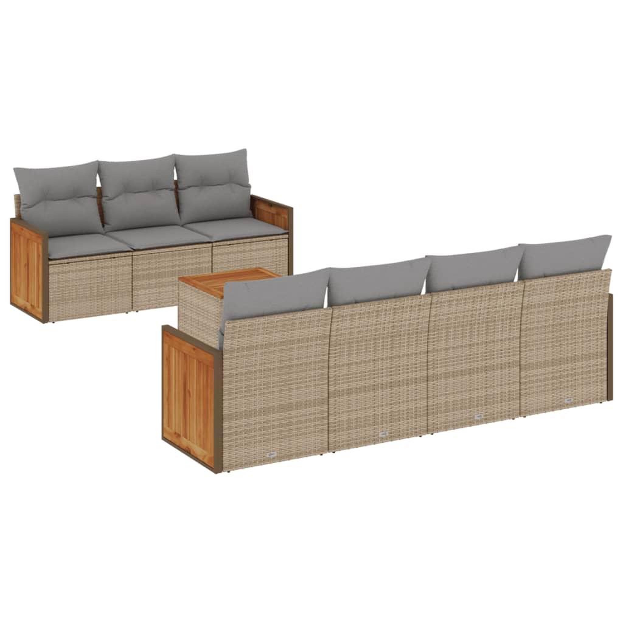 Voir la diapositive 2 : VIDAXL Salon de jardin avec coussins 8 pcs beige resine tressee