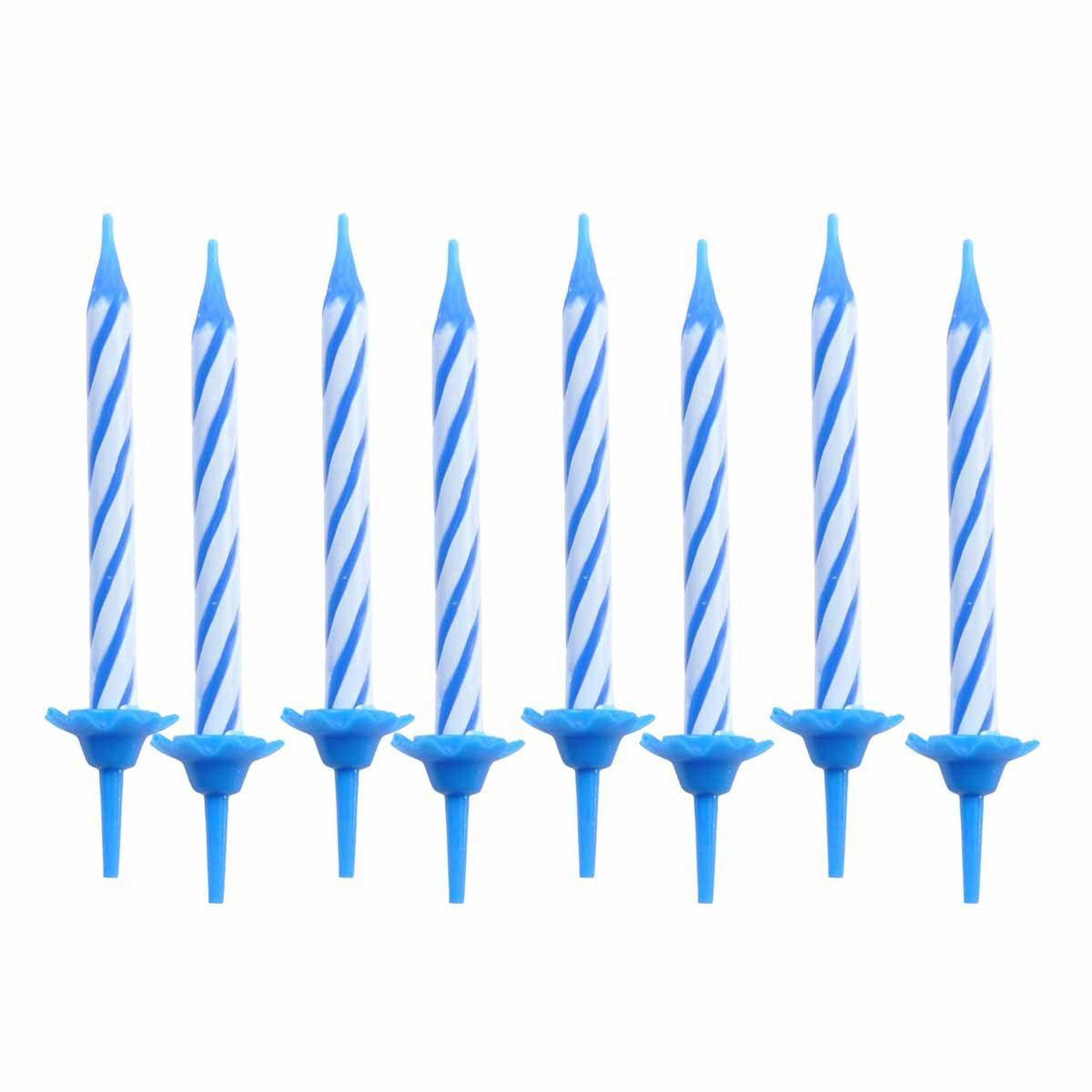 Voir la diapositive 1 : HOMEA Lot de 24 bougies d'anniversaire  support  5cm bleu