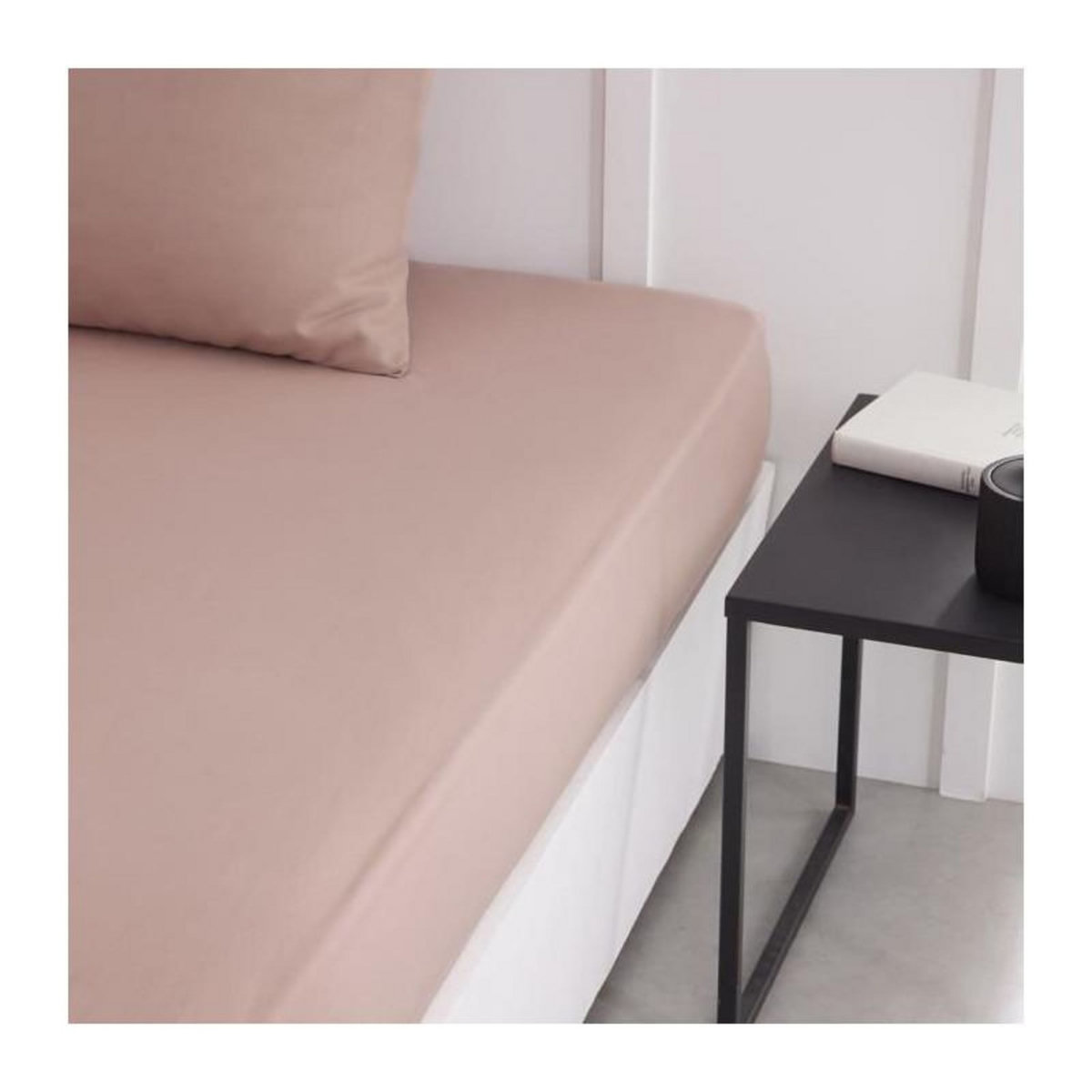 Today Drap housse TODAY Essential - 140 x 190 cm - 2 personnes - 100% Coton uni - Rose des sables