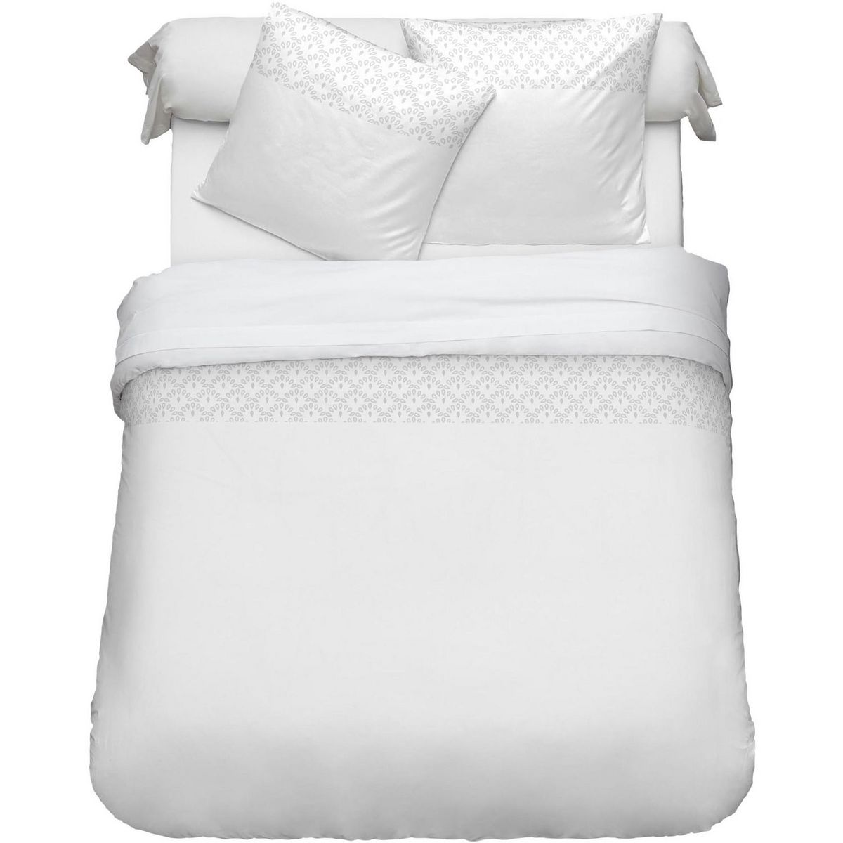 ACTUEL Parure housse de couette en coton avec broderie Anglaise