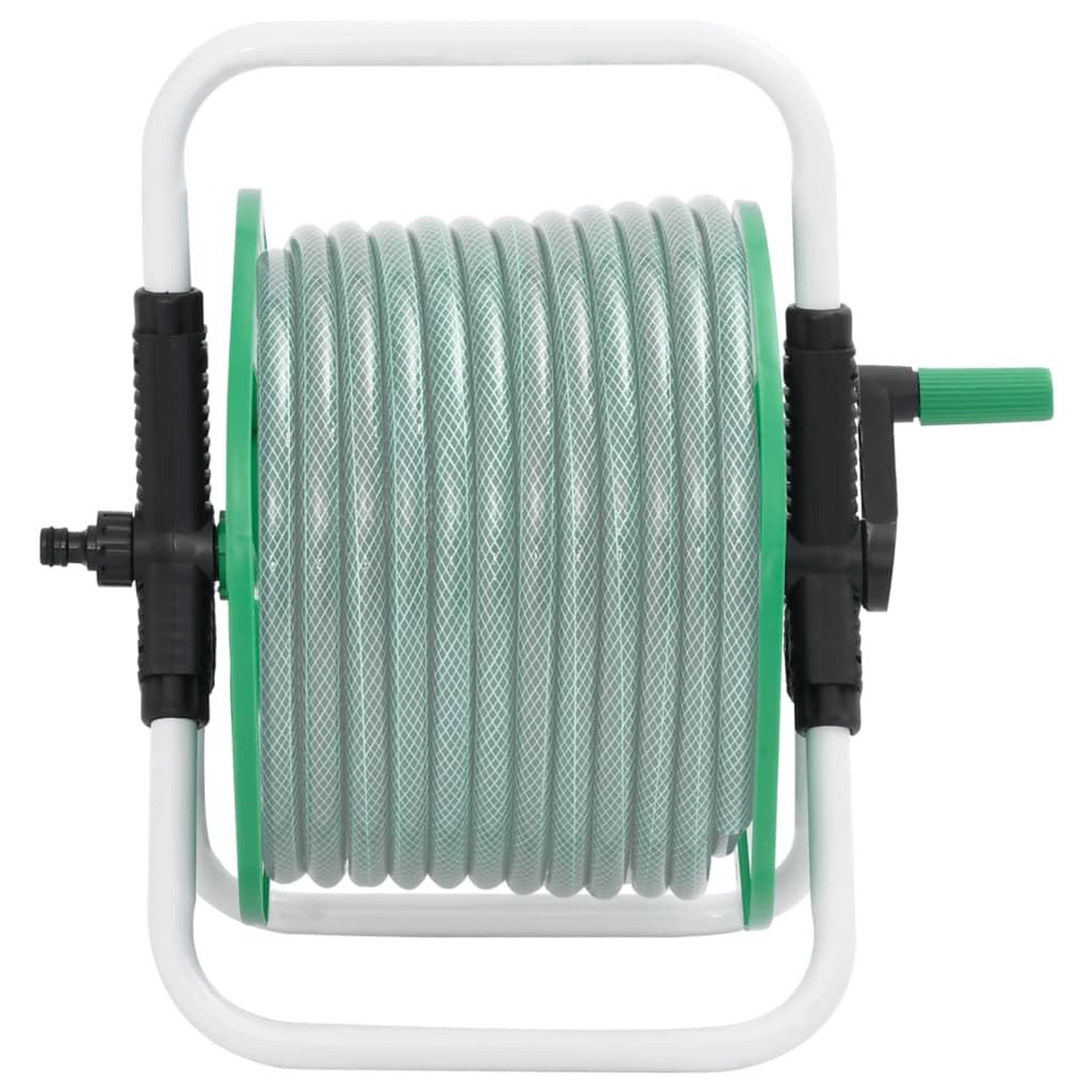 Voir la diapositive 2 : VIDAXL Enrouleur de tuyau vert sur pied pour tuyau de 45 m 1/2  acier