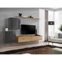 Voir la diapositive 2 : Paris Prix Meuble TV Mural Design  Switch V  250cm Gris & Naturel